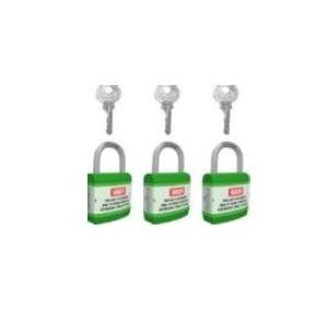 Jacket Long Shackle Padlock With Alike Key and ABS Instruction Stickers ABS SH-PL-LS-AK3 Green Pack of 5