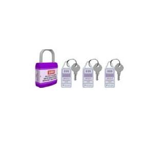 Jacket Long Shackle Padlock With ABS Instruction Stickers ABS SH-PL-SS-WPH+KR+N Purple