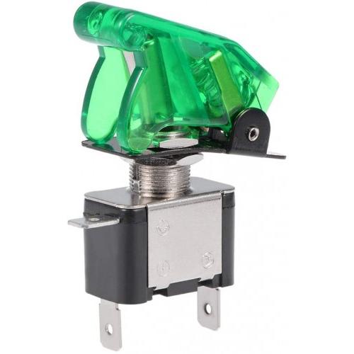 Toggle Switch With Green Cover 20A 12V