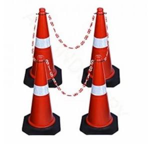 Safety Cone Chain Hook Plastic Barrier Color: Red and White