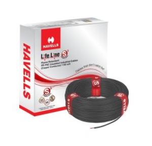 Havells 1.5 Sqmm 1 Core Life Line S3 FR PVC Insulated Industrial Cable, Black