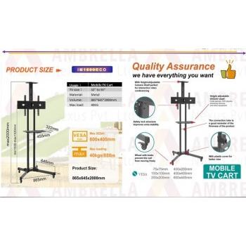 MS TV Trolley, Size : 865x645x2000 mm, Max Load : 40 Kgs, TV Holding Size : 32 to 55 Inches, IM1600ECO