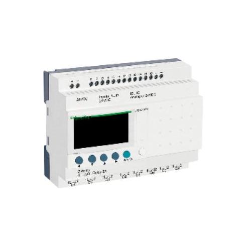 Schneider 24V DC Zelio Logic Module - 20 I O, RLY - With clock - With Display, SR2B202BD