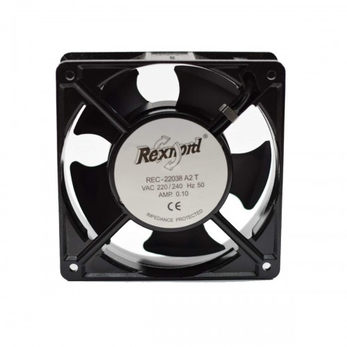 Rexnord Exhaust Fan 22038 A2 T Panel Square Aluminum Die Cast  220 Volts (AC) 1500 RPM 4x4 Inch Black