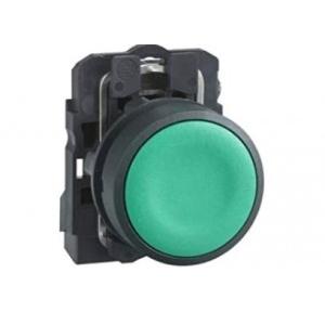 Schneider Spring Return Flush Marked I/O NO+NC Contact Push Button Green, XB5AL845N