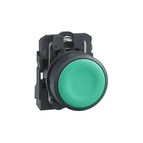 Schneider Spring Return Flush Marked I/O NO+NC Contact Push Button Green, XB5AL845N