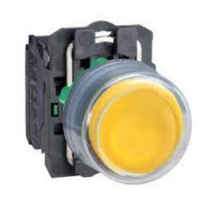 Schneider Spring Return Flush With Silicon Transparent Boot Push Button Yellow, XB5AP51N