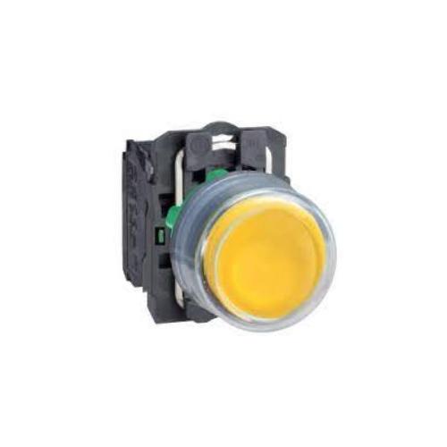 Schneider Spring Return Flush With Silicon Transparent Boot Push Button Yellow, XB5AP51N