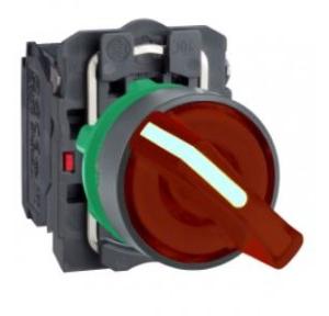 Schneider 230V 1NO+1NC Contact Illuminated Selector Switch Red, XB5AK154M5N