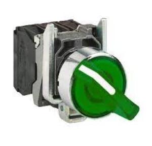 Schneider 230V 2NO Contact Illuminated Selector Switch Green, XB5AK153M3N