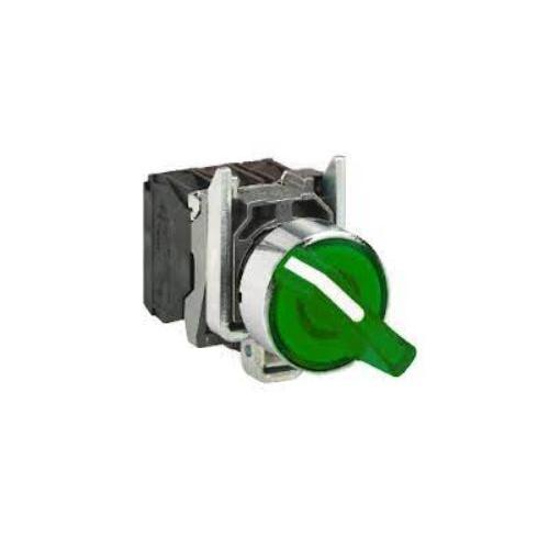 Schneider 3 Stay Put 230V 2NO Contact Illuminated Selector Switch Green, XB5AK133M3N