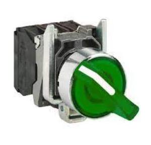 Schneider 230V NO Contact Illuminated Selector Switch Green, XB5AK143M1N