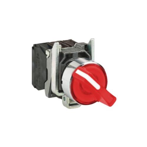 Schneider 2 Stay Put 230V NC Contact Illuminated Selector Switch Red, XB5AK124M2N