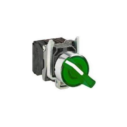 Schneider 2 Stay Put 230V NO Contact Illuminated Selector Switch Green, XB5AK123M1N