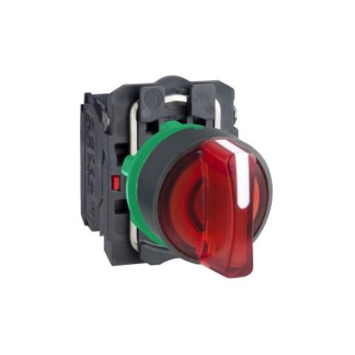 Schneider 24V NO Contact Illuminated Selector Switch Red, XB5AK144B2N