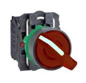 Schneider 2 Stay Put 24V NC Contact Illuminated Selector Switch Red, XB5AK124B2N