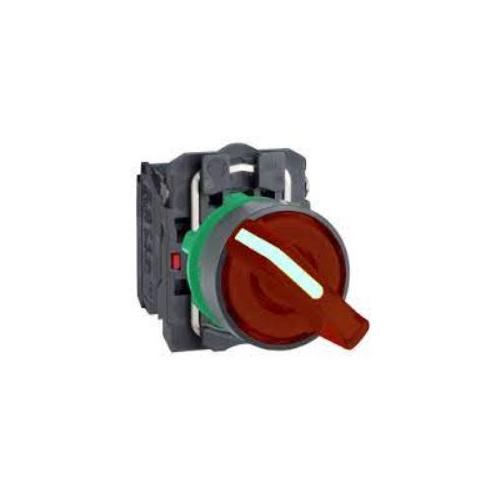 Schneider 2 Stay Put 24V NC Contact Illuminated Selector Switch Red, XB5AK124B2N