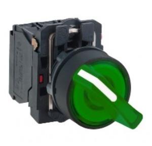 Schneider 2 Stay Put 24V No Contact Illuminated Selector Switch Green, XB5AK123B1N