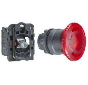 Schneider 240V NC Contact Mushroom Illuminated Head Push Button Red, XB5AW74M2N