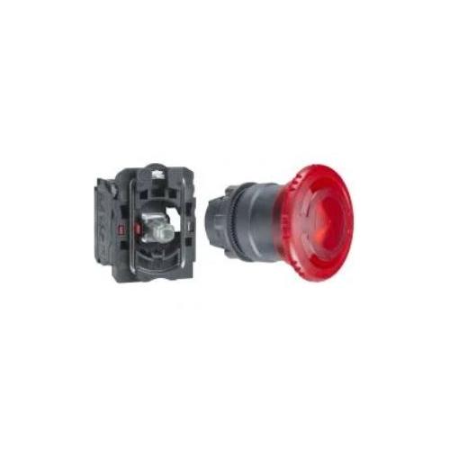 Schneider 240V NC Contact Mushroom Illuminated Head Push Button Red, XB5AW74M2N