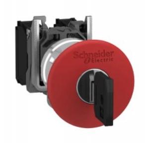 Schneider 40mm Harmony Mushroom Head Key Release NC Contact Non Illuminated Push Button Red, XB5AS9445N