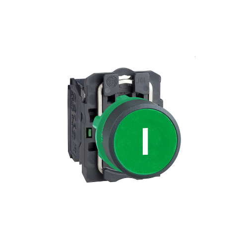 Schneider Projecting Flush Marked Push Button Cap Green, Text I, ZBA333N