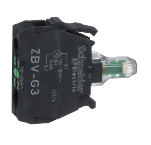 Schneider Harmony 110V Integral LED Green Light Block With Screw Clamp Terminal, ZBVG3N