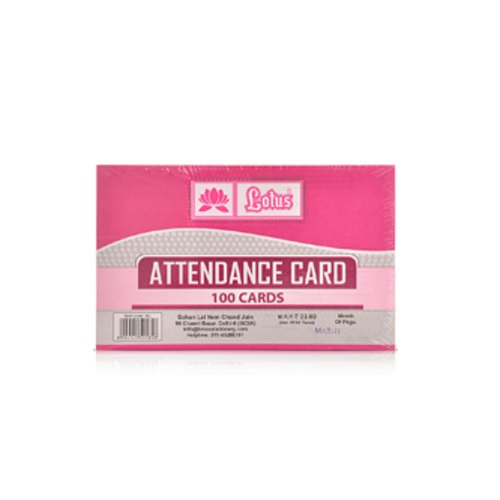 Lotus Attendence Card 100 Cards, Size: 11x17.5 cm (100 Sheets)