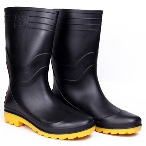 Hillson Welcome Black And Yellow Gumboots With Lining, Size: 9, Length: 12 Inch