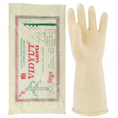 Vidyut Electrical Gloves 11KV 355mm White Std IS 4770-1991 & EN 60903