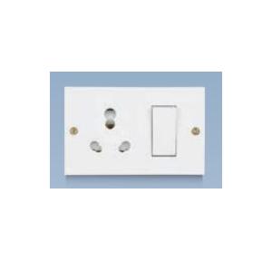 Anchor Penta 6A/16A Uni. Switch Socket Combined Unit Box with Box 2 Fixing Holes, 14616