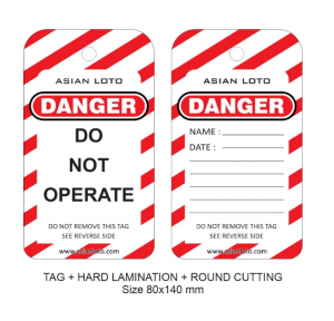 Asian Loto Double Colour Printing Do not Operate Lockout Tag, Size- 80x140mm