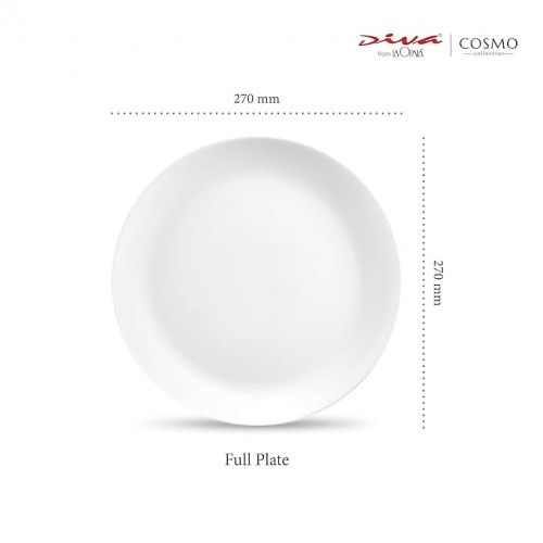 Laopala Ceramic Lunch Plate - White, Size - 270mm