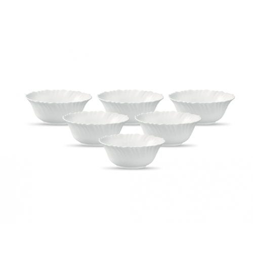 Laopala Plain White Classique Collection Solid Opalware Desert Bowls, 200ml